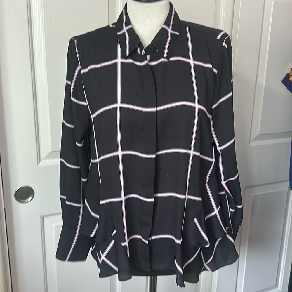 INC blouse black and pale pink